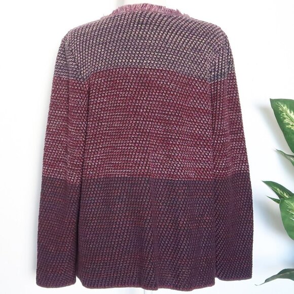 Chico's Knit Purple Marled Fringe Open Front Long Sleeve Cardigan XL - Picture 10 of 16